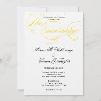 Elegante Invitación a la boda de guiones - Amarill