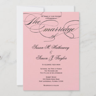 Elegante Invitación a la boda de guiones - Negro y
