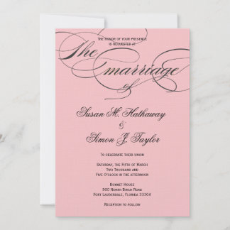 Elegante Invitación a la boda de guiones - Negro y