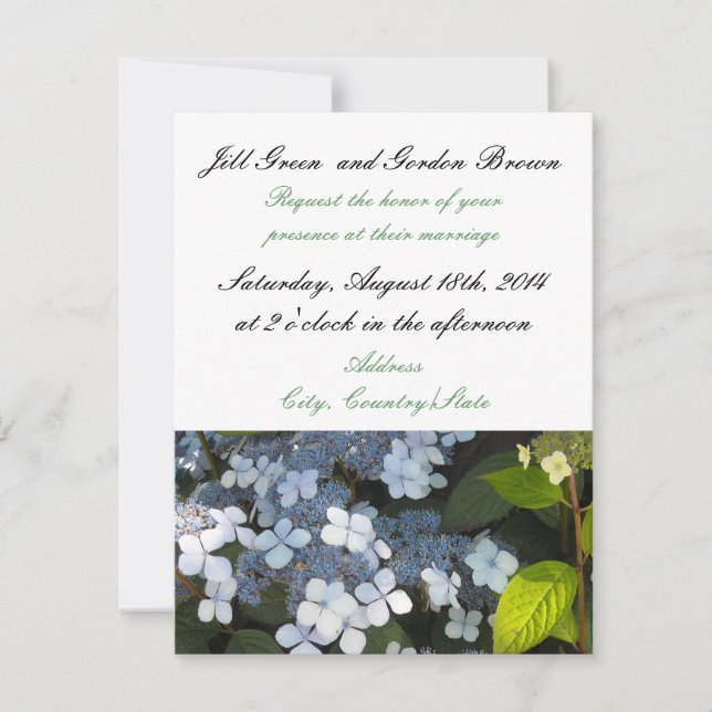 Elegante Invitación a la Boda de Hidrangea (Anverso)