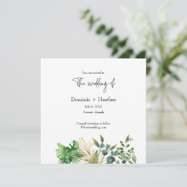 Elegante invitación a la boda de hojas botánicas
