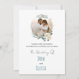 Elegante invitación a la boda de hojas verdes