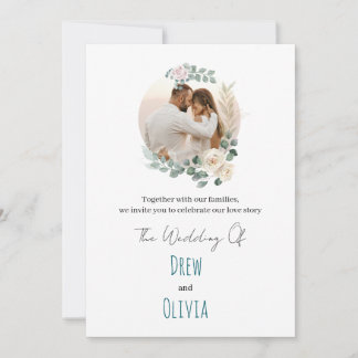 Elegante invitación a la boda de hojas verdes