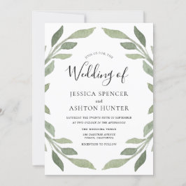 Elegante Invitación a la Boda de Hojas Verdes Mode