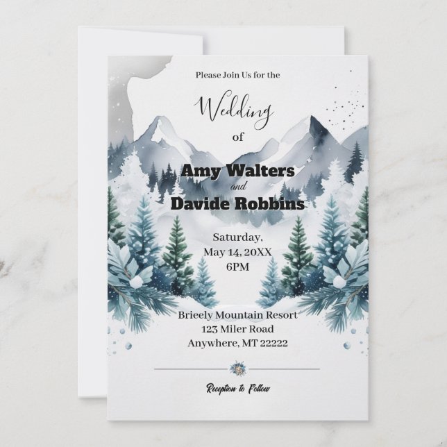 Elegante invitación a la boda de invierno (Anverso)