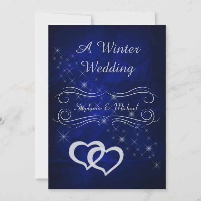 Elegante invitación a la boda de invierno de plata (Anverso)