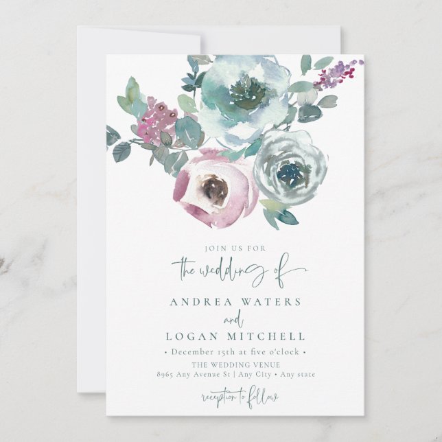 Elegante Invitación a la Boda de Jardín Floral (Anverso)