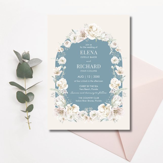Elegante Invitación a la Boda de Jardín Floral Mod (Elegant Modern Floral Garden Wedding Invitation)