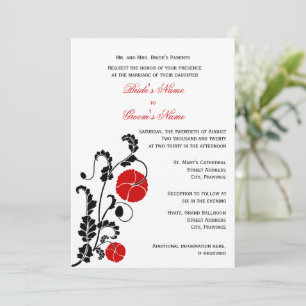 Elegante invitación a la boda de la amapola roja