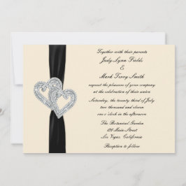 Elegante invitación a la boda de la cinta negra de