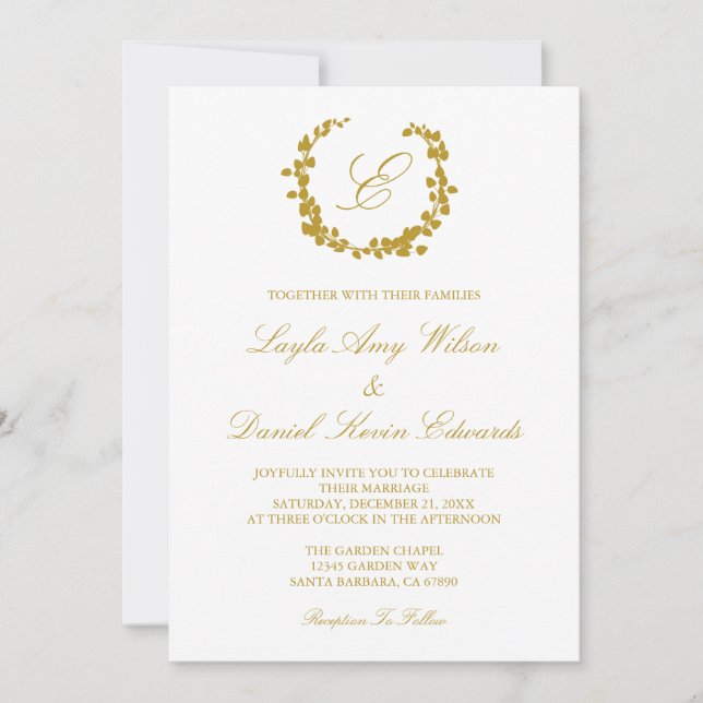 Elegante invitación a la boda de la corona (Anverso)