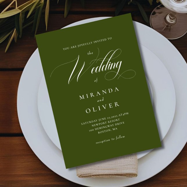 Elegante Invitación a la boda de la escritura verd (Subido por el creador)