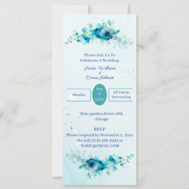Elegante invitación a la boda de la flor azul