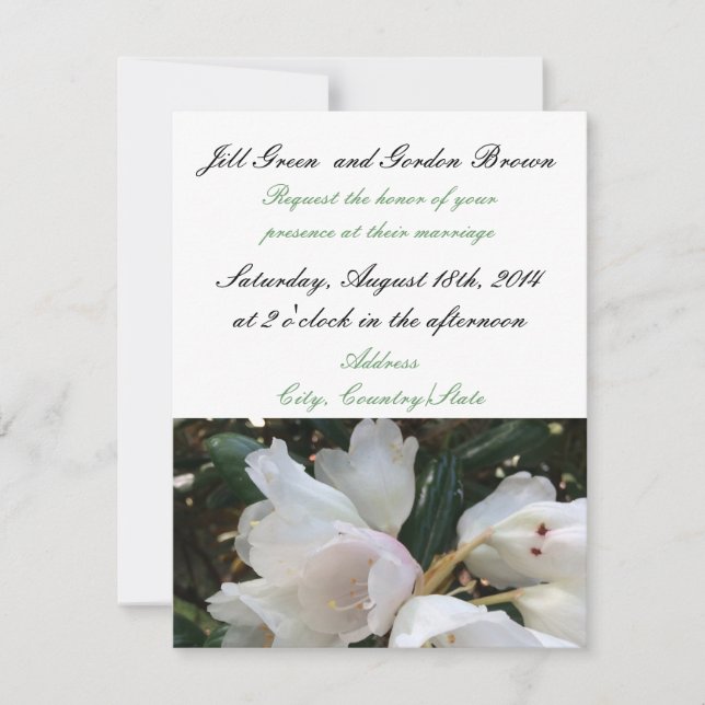Elegante invitación a la boda de la flor blanca (Anverso)