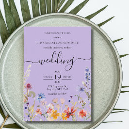 Elegante invitación a la boda de la flor salvaje p
