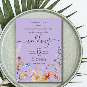 Elegante invitación a la boda de la flor salvaje p