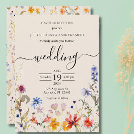 Elegante invitación a la boda de la flor silvestre