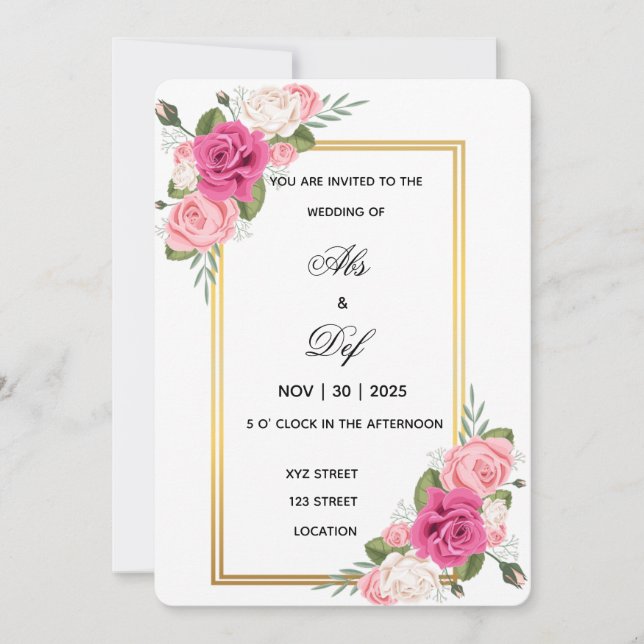 Elegante Invitación a la Boda de la Fórmula Dorada (Anverso)