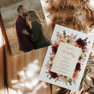 Elegante Invitación a la boda de la foto floral de