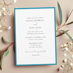 Elegante invitación a la boda de la frontera azul