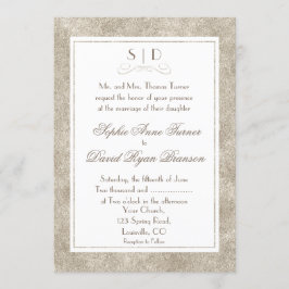 Elegante invitación a la boda de la frontera blanc