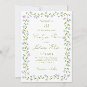 Elegante Invitación a la boda de la frontera flora