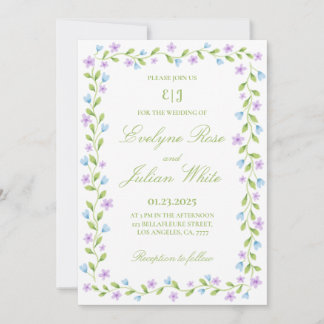 Elegante Invitación a la boda de la frontera flora