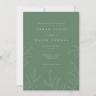 Elegante invitación a la boda de la hoja de oliva