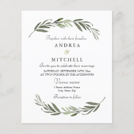Elegante Invitación a la boda de la hoja de verde