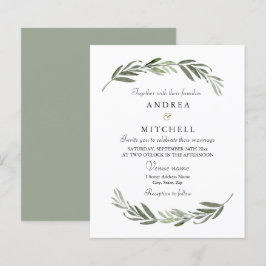 Elegante Invitación a la boda de la hoja de verde