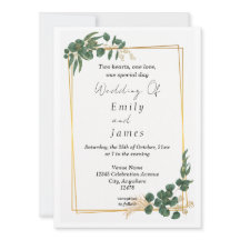 Elegante invitación a la boda de la hoja verde