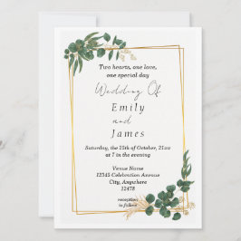 Elegante invitación a la boda de la hoja verde