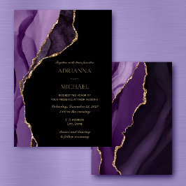 Elegante invitación a la boda de la maceta morada 