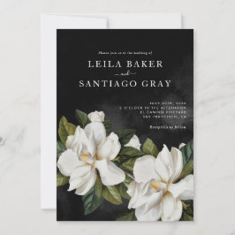 Elegante invitación a la boda de la Magnolia Blanc