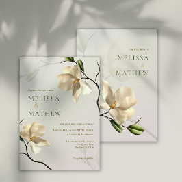 Elegante invitación a la boda de la Magnolia Blanc