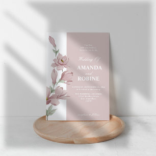 Elegante invitación a la boda de la Magnolia Rosa