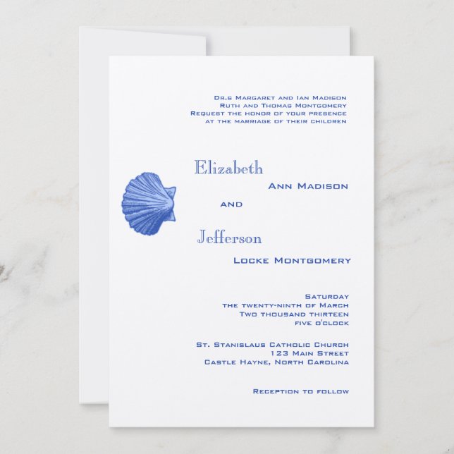 Elegante invitación a la boda de la marisma en mim (Anverso)