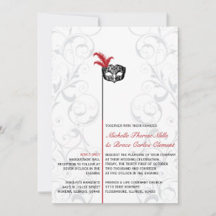 Elegante invitación a la boda de la mascarada negr