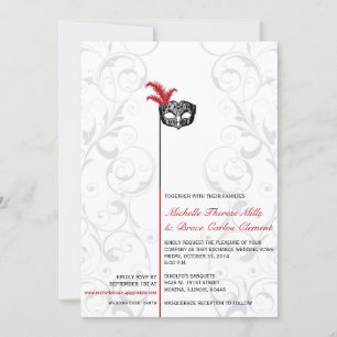 Elegante invitación a la boda de la mascarada negr