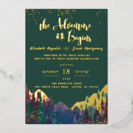 Elegante Invitación a la Boda de la Montaña de Oro