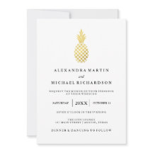 Elegante invitación a la boda de la piña dorada