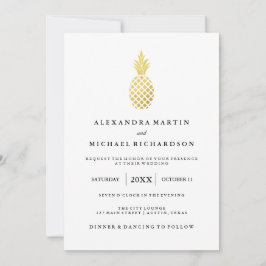 Elegante invitación a la boda de la piña dorada