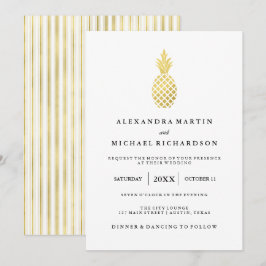 Elegante invitación a la boda de la piña dorada