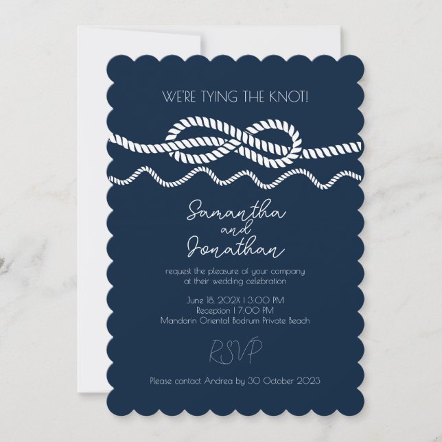 Elegante invitación a la boda de la playa de marin (Anverso)