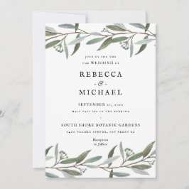 Elegante invitación a la boda de la vegetación