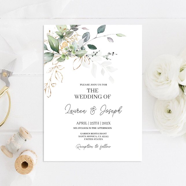 Elegante invitación a la boda de la vegetación (Subido por el creador)
