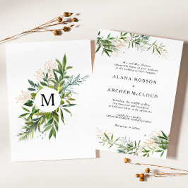 Elegante Invitación a la Boda de la Vegetación de 