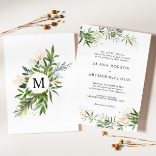 Elegante Invitación a la Boda de la Vegetación de 