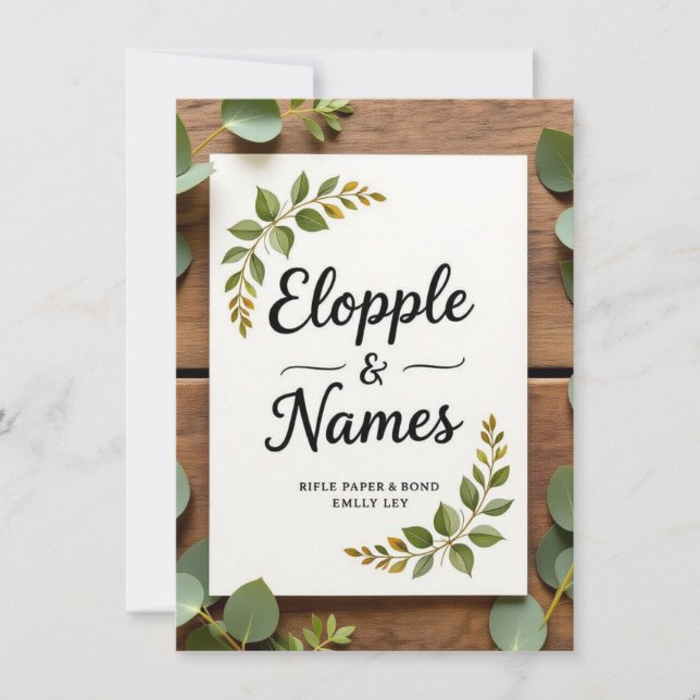 Elegante invitación a la boda de la vegetación | M (Anverso)
