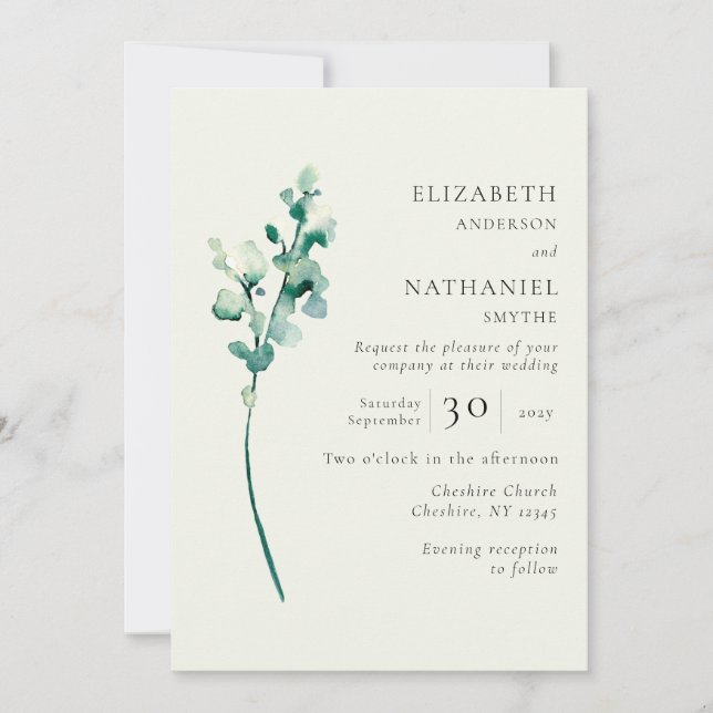 Elegante invitación a la boda de la vegetación Min (Anverso)